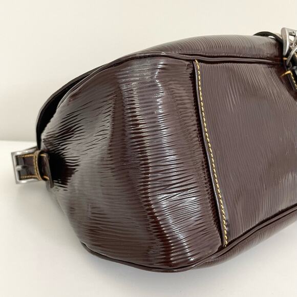 Prada Patent Leather Shoulder Hobo Bag Buckle Flap Triangle Logo - Picture 12 of 17